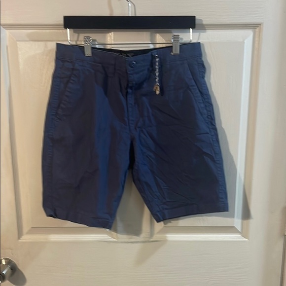 Stylish Navy Flat Front Men's Shorts - Picture 1 of 7